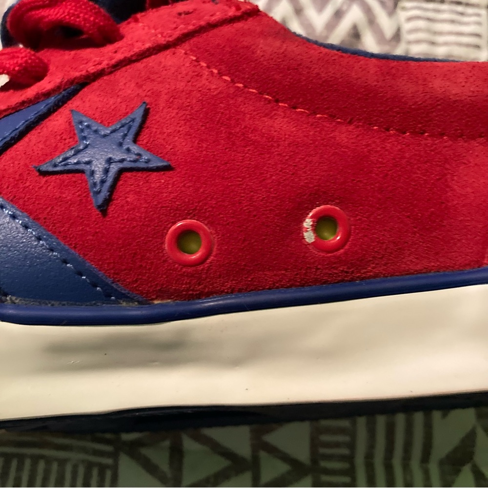 CONVERSE CONS KA-ONE VULC OX SHOES, RED SUEDE/ BLUE/ WHITE - Picture 5 of 11